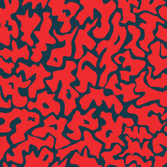 seamless pattern of red abstract shapes. a sense of depth and size.  The color is predominantly red and black is the background. the effect is a bold and vibrant design reminiscent of camouflage 