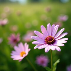 Fototapeta premium Globe daisy Globularia cordifolia L in a field, nature, flowers, bloom