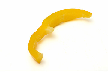 Pepper cut into strips - one strip on white background