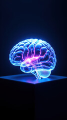 Obraz premium 3D rendered human brain with AI-like colors and glow effects.