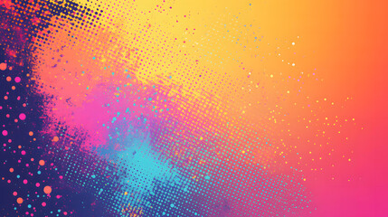 Vibrant Abstract Background with Colorful Splashes and Halftone Dots