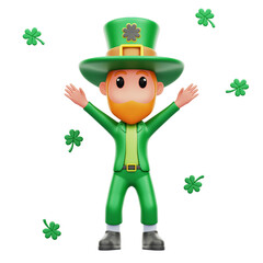Man Celebrating ST Patrick's Day 3D Illustration Isolated Transparent Background