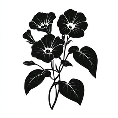 Stylized graphic of blooming flowers and leaves.