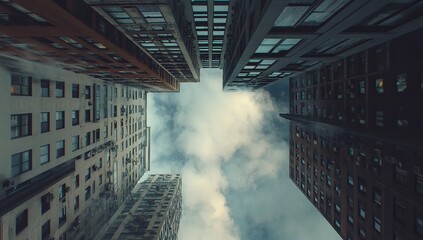City Buildings Reach for Cloudy Sky: An Urban Perspective of Architectural Designs