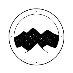 Celestial Monochrome Starry Night Mountain Landscape within a Circle