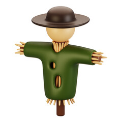 3d rendering farm and agriculture icon concept. 3d render scarecrow icon