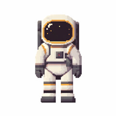  8-Bit Pixel Art Astronaut Character on White Background