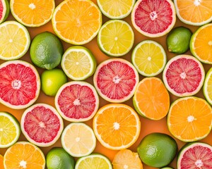 Vibrant Citrus Fruit Slices Background Orange Lime Lemon Grapefruit