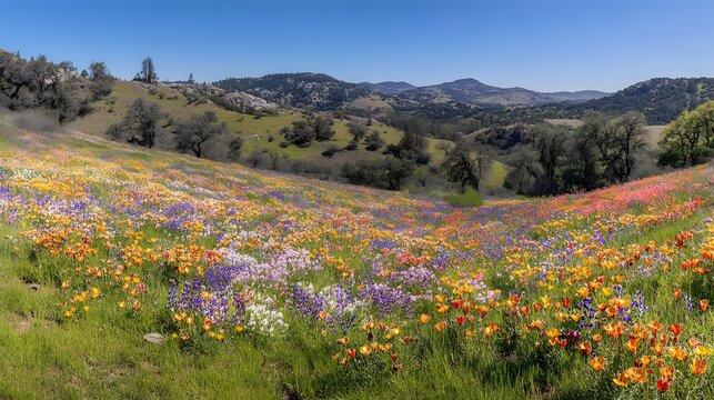 Vibrant Wildflower Meadow Spring Landscape
