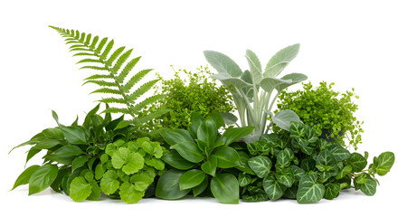 Crisp White Background with Fresh Leaves
