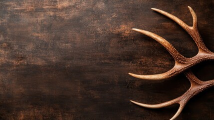 The natural beauty of antlers captures attention as they rest against a textured wooden surface, evoking a sense of wilderness and rustic charm.