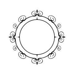 Decorative Vintage Style Ornamental Frame with swirling details, minimalist style.