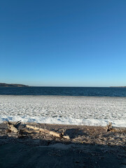 snowy seashore in January, Ukraine, Kyiv