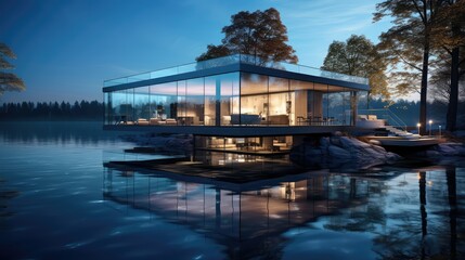 Obraz premium design house on lake