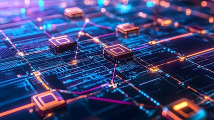 Obraz premium Futuristic Technology Background with Abstract Circuit Design Elements