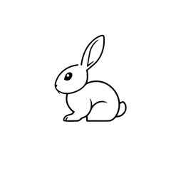 Simple Illustration of a Rabbit Sitting on a White Background.