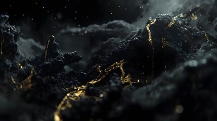 Abstract Dark Volcanic Rock Gold Veins Texture