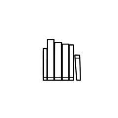 Minimalist illustration of a stack of books in black outline against white, creating a simple, yet elegant impression.