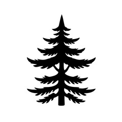 Silhouetted pine tree against a white background.