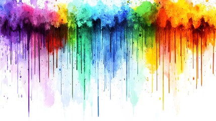Fototapeta premium Vibrant Rainbow Watercolor Drips Abstract Background