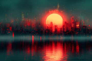 Fototapeta premium abstract background with red lines