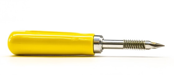 Closeup Yellow Handled Precision Tool Metal Screw