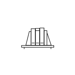 Bookshelf: Simple minimalist book arrangement on a shelf. A drawing with a minimalistic white and black style.
