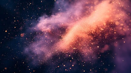 Naklejka premium Magische Staubwolke im Universum – Mystische Farben und funkelnde Partikel 