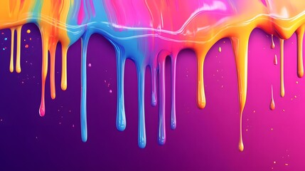 Naklejka premium Colorful Dripping Paint on Vibrant Background, Abstract Art Design