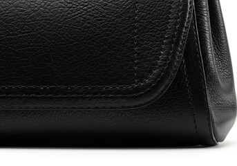 Close-Up of Black Leather Handbag with Textured Stitching - Perfect for Fashion and Accessories Marketing