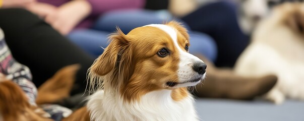 A lively community event featuring pet therapy demonstrations, highlighting the positive impact animals on mental health