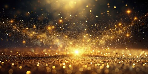 Obraz premium Sparkling golden dust settles on a dark surface