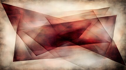 Abstract Red and Beige Geometric Overlapping Triangles Canvas Texture