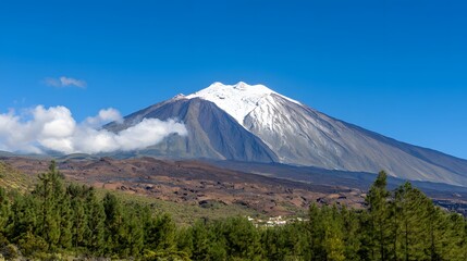 Fototapeta premium Majestic Snow-Capped Volcano Landscape in Tenerife