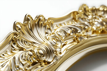 Ornate gold frame with intricate baroque detailing gleams elegantly