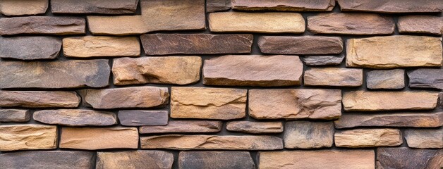 Obraz premium Rectangular slabs form a textured stone wall, featuring visible wood grain, strong light contrast, and rugged edges suitable for decor