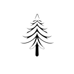 Obraz premium Minimalist Black and White Tree Illustration on White Background: a Graphic Design Concept.