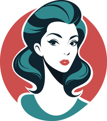 beautiful women head silhouette on retro vintage