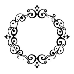 Ornamental Black and White Frame with Scrollwork and Decorative Design Elements.
