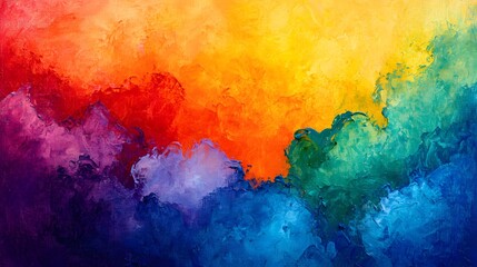 Vibrant Rainbow Abstract Oil Painting Texture