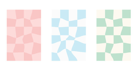 A set of vector backgrounds in a checkerboard style with soft pastel colors, ideal for modern design projects and creative applications. Perfect for digital art, website backgrounds, and graphic desig
