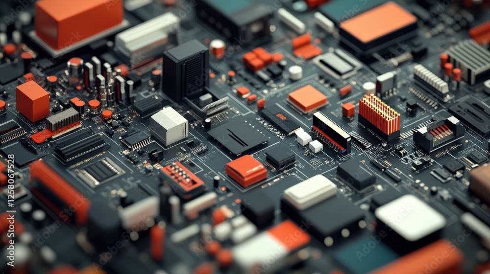 Aufkleber close-up of colorful circuit board with various electronic components