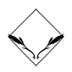 Decorative Diamond-Shaped Frame with Black Feathery Foliate Elements.