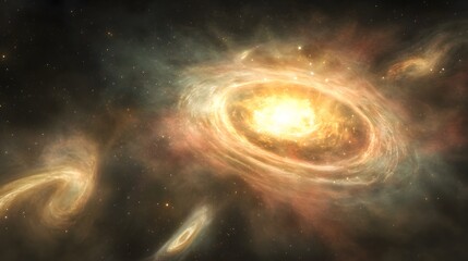 Obraz premium Cosmic Nebula Explosion- Vibrant Galactic Core