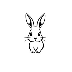 Minimalist: A cute image of a standing rabbit in a friendly style.