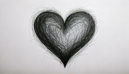 Heart pencil sketch on white background