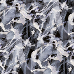 Seamless background with grunge style.   Monochrome ink drawing. Hand-drawn illustration.