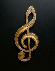 Obraz premium sol g clef treble solfège music note musical symbol sign key metal metallic gold golden icon aesthetic