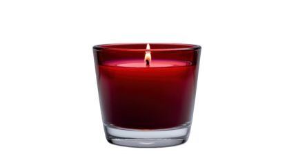 red candle in glass isolated on white background