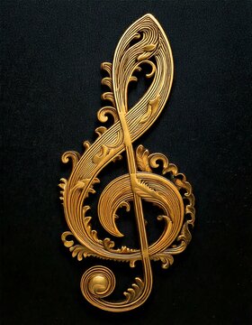 sol g clef treble solf&egrave;ge music note musical symbol sign key metal metallic gold golden icon antique aesthetic